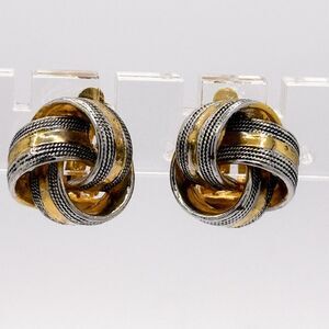 Clip On Classic Gold and Silver tone Celtic Design Love knot Earrings mixed meta
